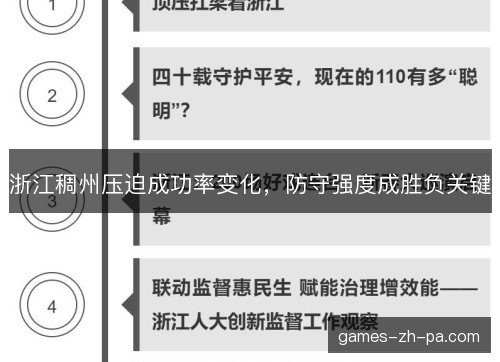 浙江稠州压迫成功率变化，防守强度成胜负关键
